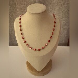 Evil Eye Necklace in Red & Gold - NWOT